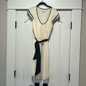 Classic White Dress with Black Details